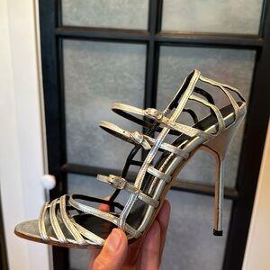 Manolo Blahnik "Amacha" Leather Strap 4" Sz39.5